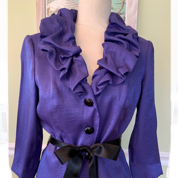 Adriana Papell Shimmering Purple Dressy Jacket - Picture 6 of 9